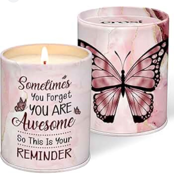 erosi Other - Inspirational Pink Candle with Butterfly Design
